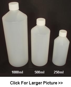 1000ml HDPE Round Plastic Bottle (With White Ribbed Lid)