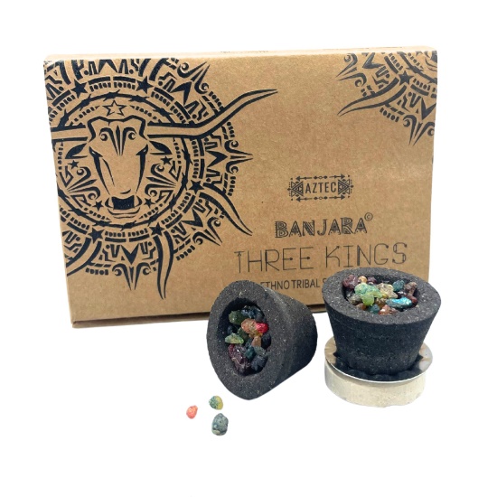 Box of 6 - Banjara Resin Incense Cups - Three Kings