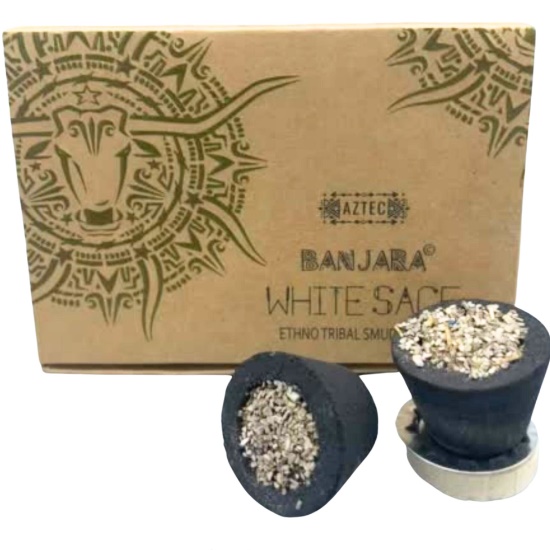 Box of 6 - Banjara Resin Incense Cups - White Sage