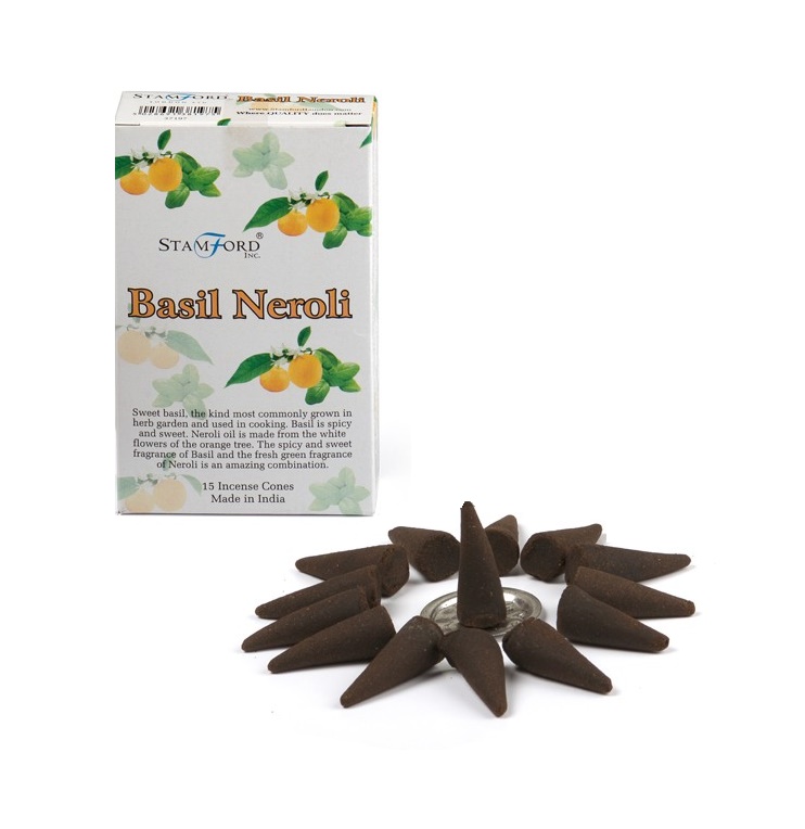 Basil & Neroli Stamford Incense Cones and Metal Holder