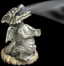 Silver smoking dragon incense cone holder burner