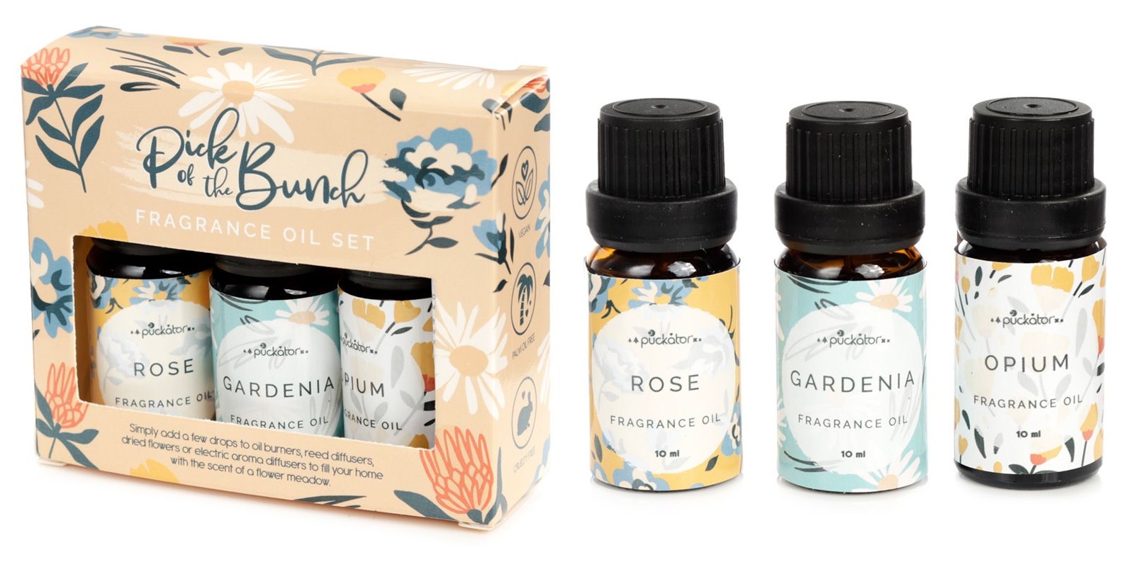 Floral Fragrance Oils Gift Set - Rose, Gardenia, Opium - Refersher Home Fragrance Oil - Set of 3 Oils