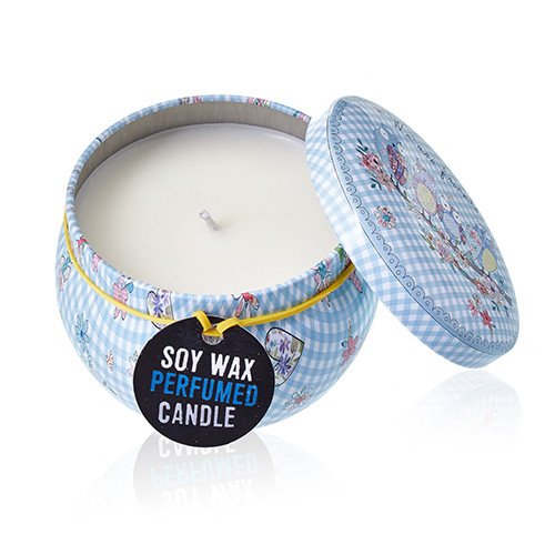 Soy Wax Scented Candle - Friendly Messages - Parma Violet Fragrance - Tin Design 02