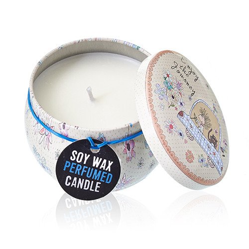Soy Wax Scented Candle - Friendly Messages - Parma Violet Fragrance - Tin Design 03
