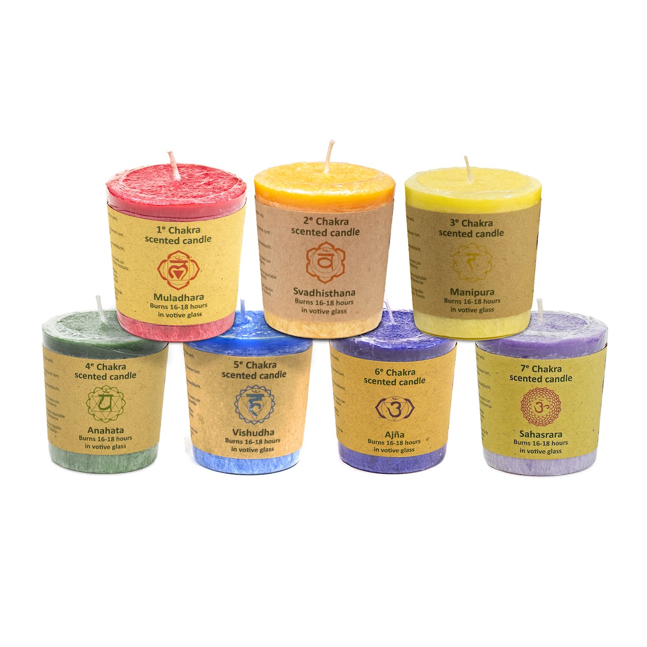 Chakras votive perfumed candles SET 7 in giftbox