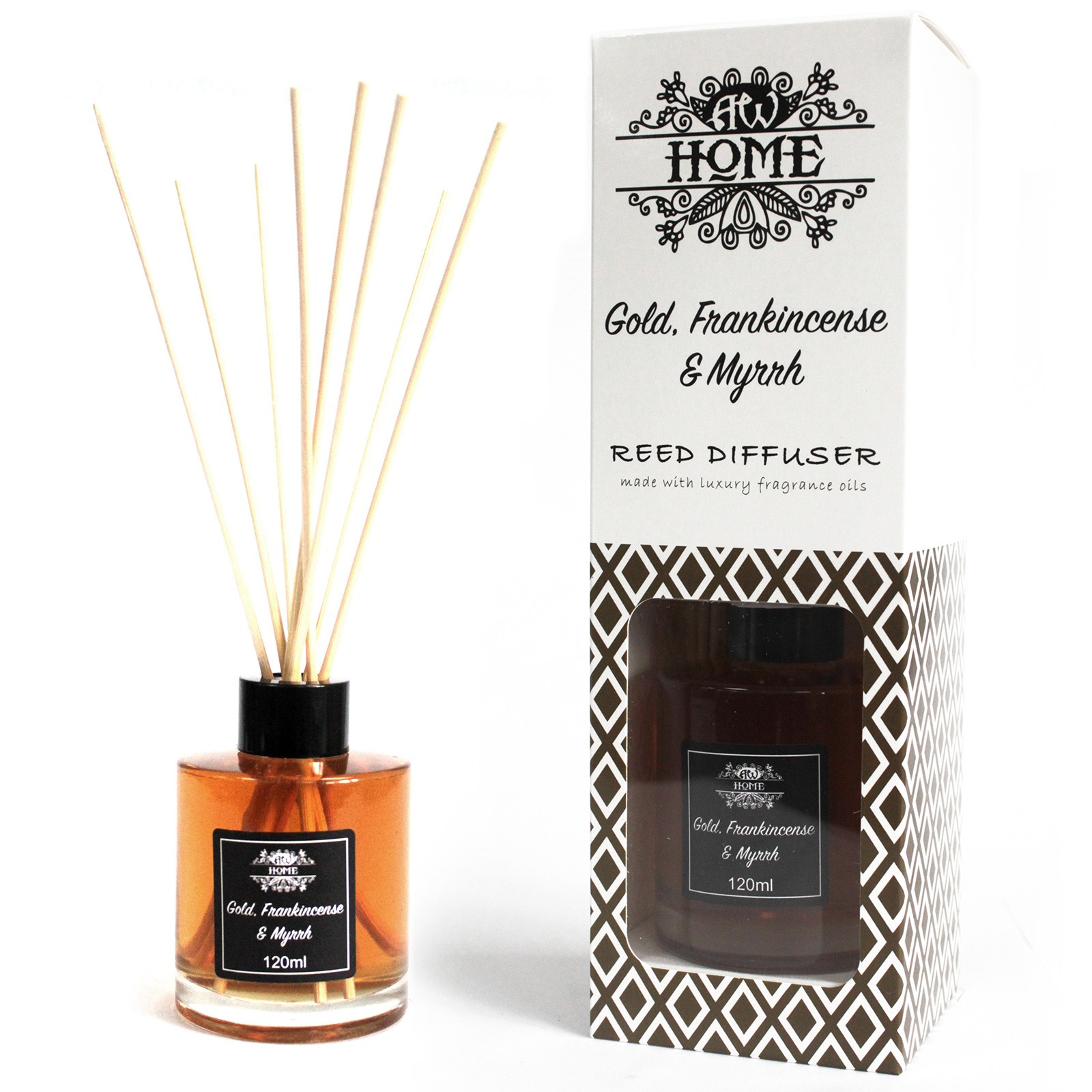 Gold, Frankincense & Myrrh - Home Fragrance Reed Diffuser - 120ml With Reeds