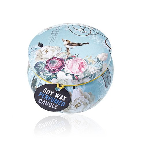 Soy Wax Scented Candle - Parisian Weekend - Peonies Fragrance - Tin Design 03