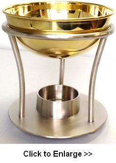 Metal Oil Burner - Brass Bowl & Silver Base Diffuser