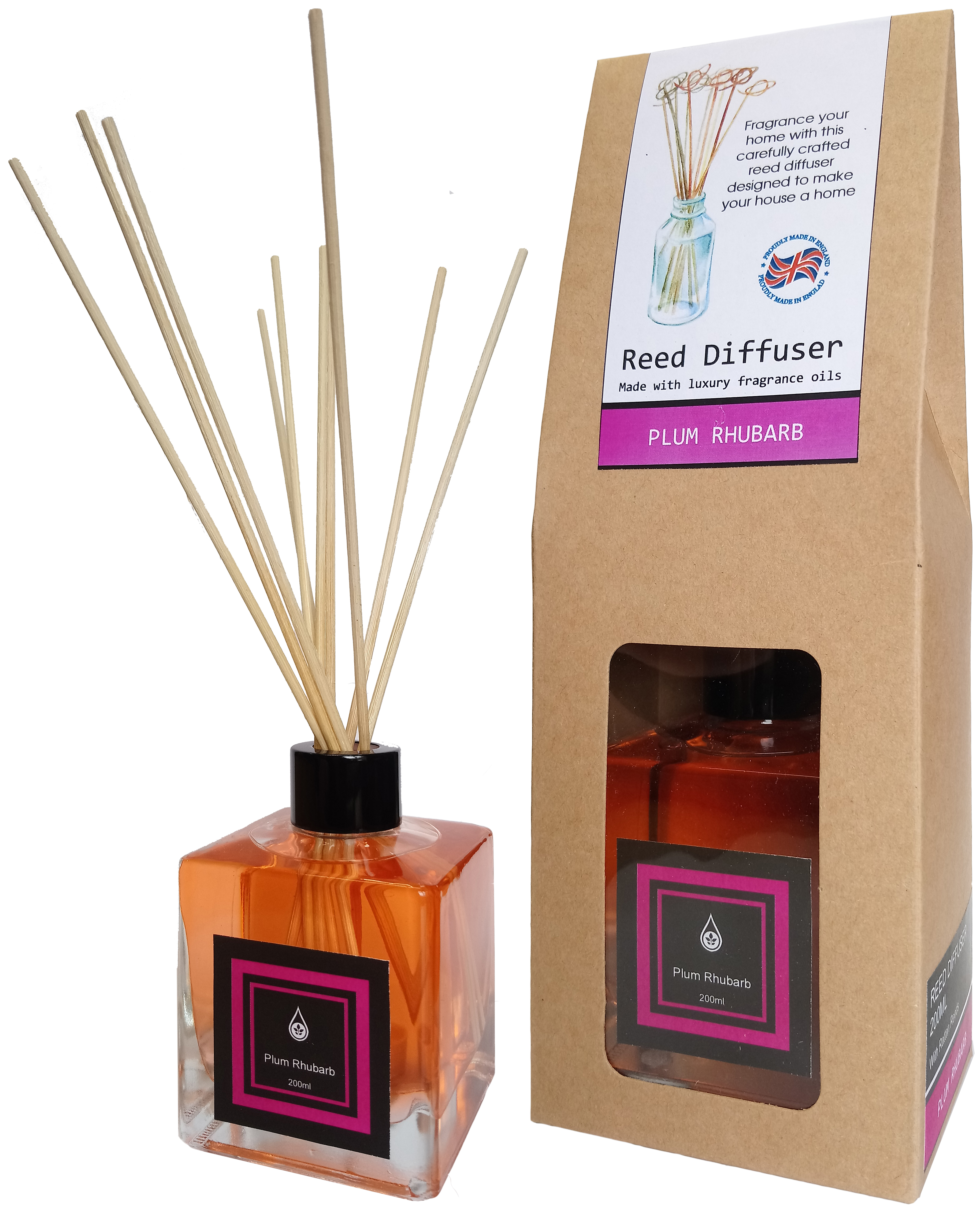 Plum & Rhubarb Home Fragrance Reed Diffuser - 200ml With Reeds