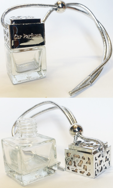Car Diffuser Bottle - Empty Hanging Car Air Freshener - Silver Colour