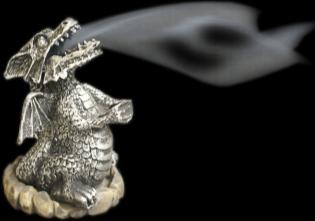 Silver smoking dragon incense cone holder