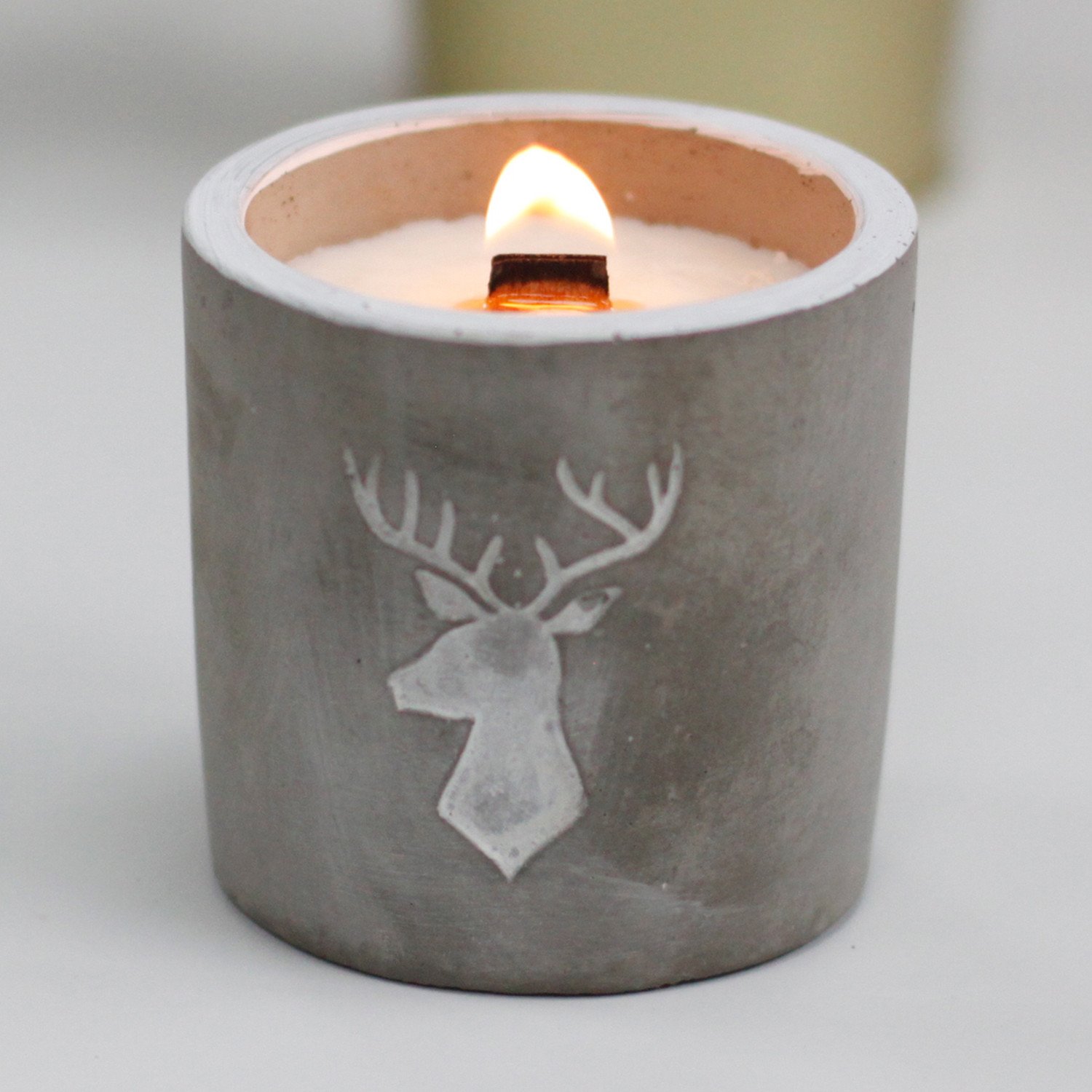 Wood Wick Candle - Stag Head - Whiskey & Woodsmoke Scented