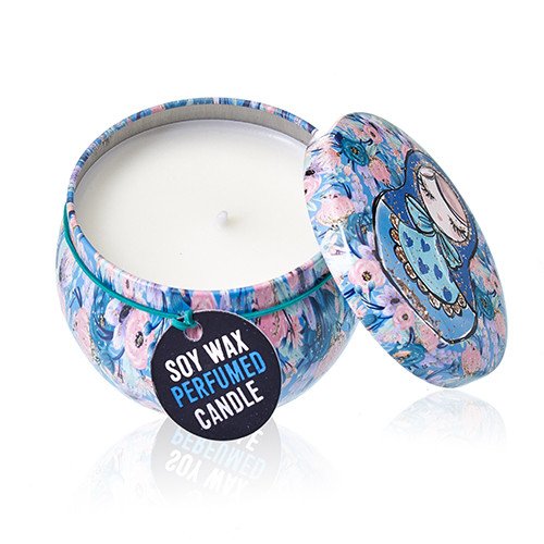 Soy Wax Scented Candle - Russian Dolls - Dolly Blue Fragrance - Tin Design 02