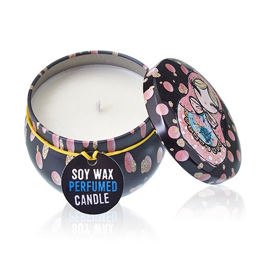 Soy Wax Scented Candle - Russian Dolls - Dolly Blue Fragrance - Tin Design 03