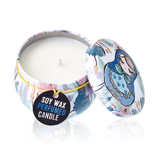 Soy Wax Scented Candle - Russian Dolls - Dolly Blue Fragrance - Tin Design 01
