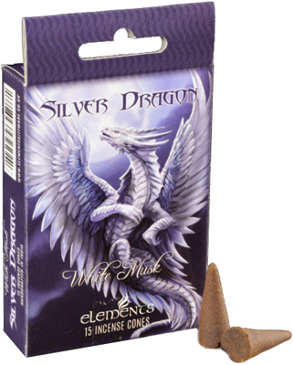 Silver Dragon Incense Cones by Anne Stokes