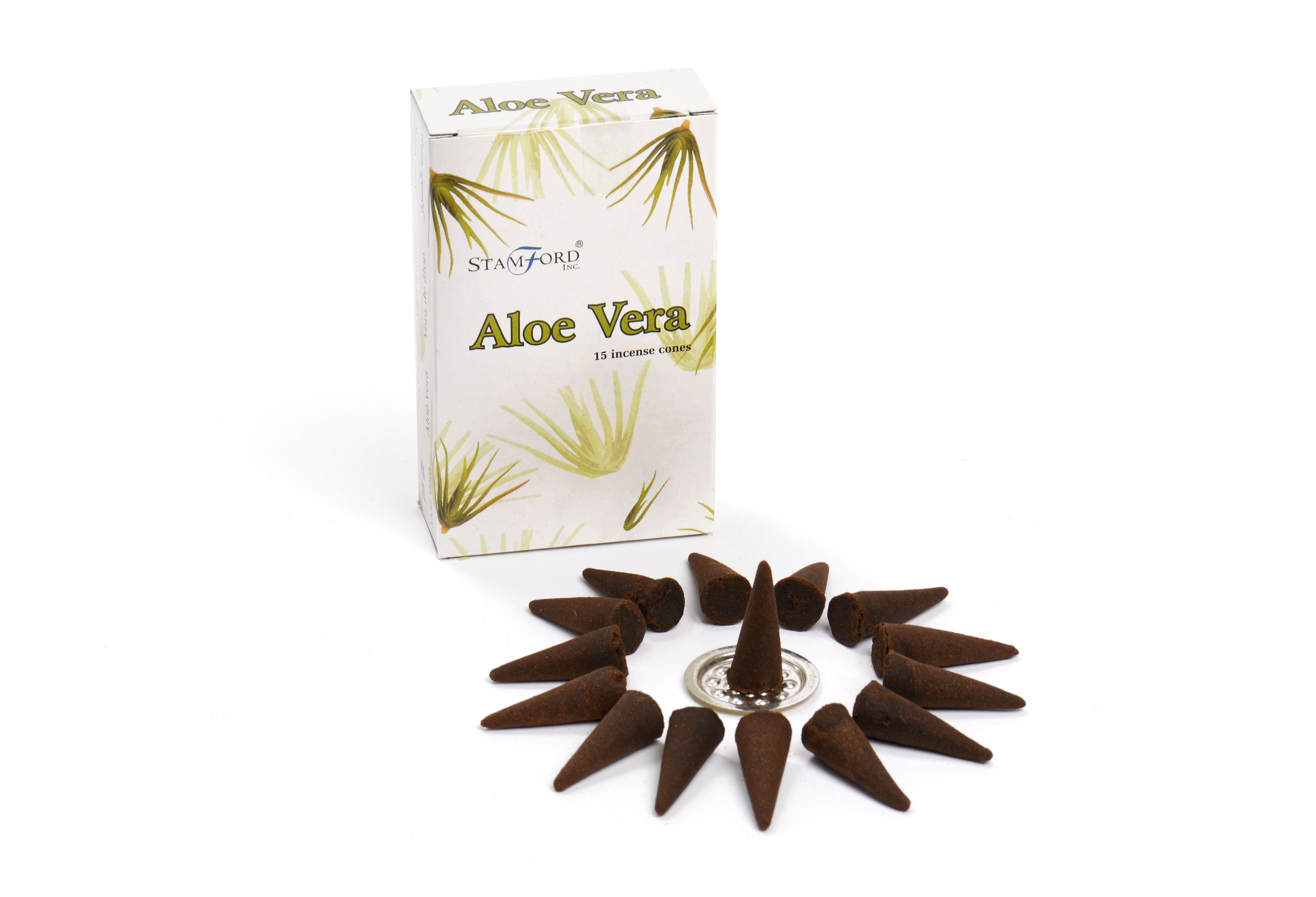 Aloe Vera Stamford Incense Cones and Metal Holder