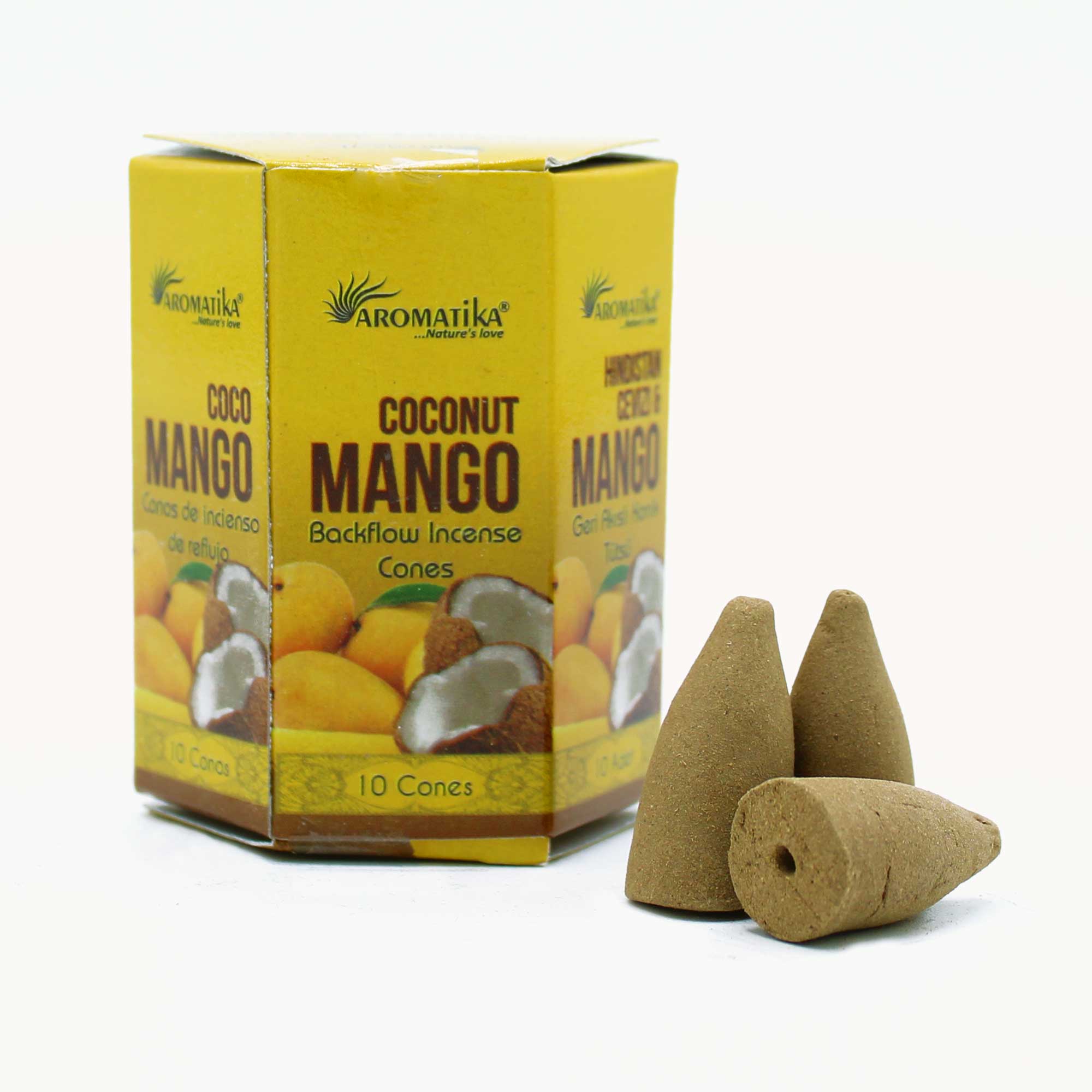 Aromatica Backflow Incense Cones - Coconut & Mango Scent