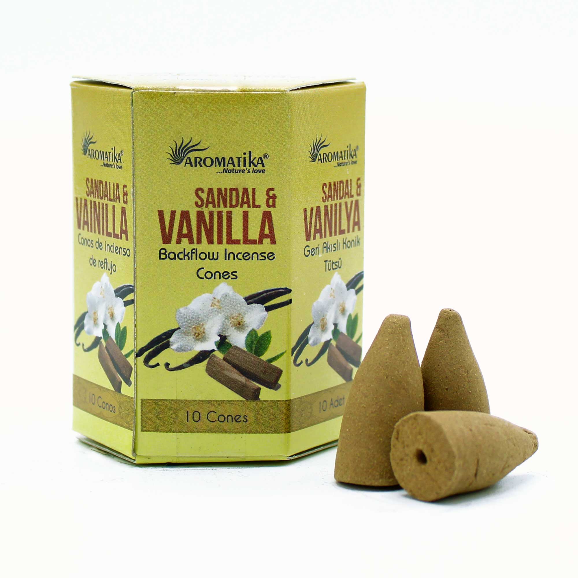 Aromatica Backflow Incense Cones - Sandalwood & Vanilla Scent
