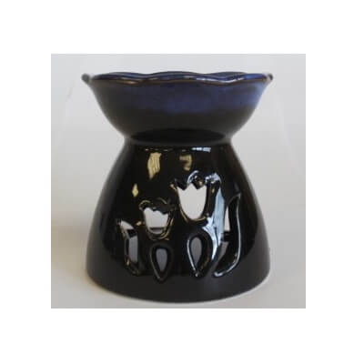 Black & Blue Tulip Design Oil Burner - Tea Candle Oil Burner (YYOB-09)