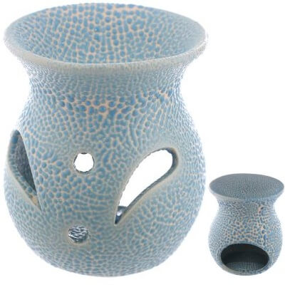 Blue Small Textured Ceramic Oil Burner Warmer