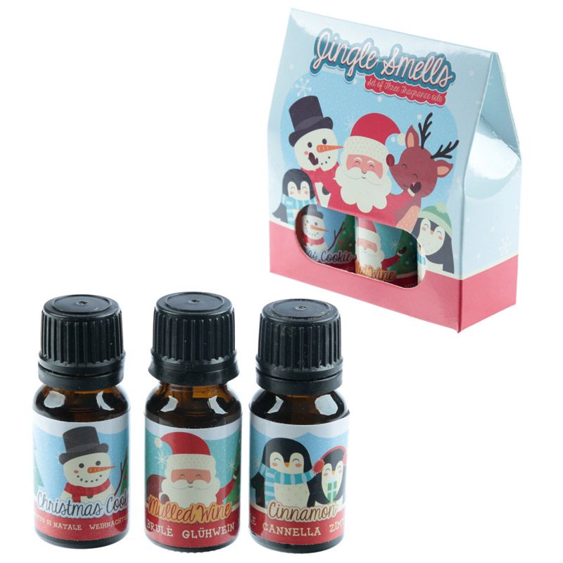 Xmas Fragrance Oils For Christmas Gift Set - Cinnamon, Mulled Wine, Christmas Cookie, Set of 3 Oils