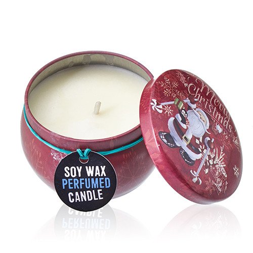 Soy Wax Scented Candle - Vintage Christmas - Spiced Orange Fragrance - Tin Design 01
