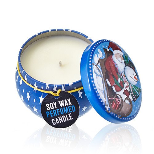 Soy Wax Scented Candle - Vintage Christmas - Spiced Orange Fragrance - Tin Design 03
