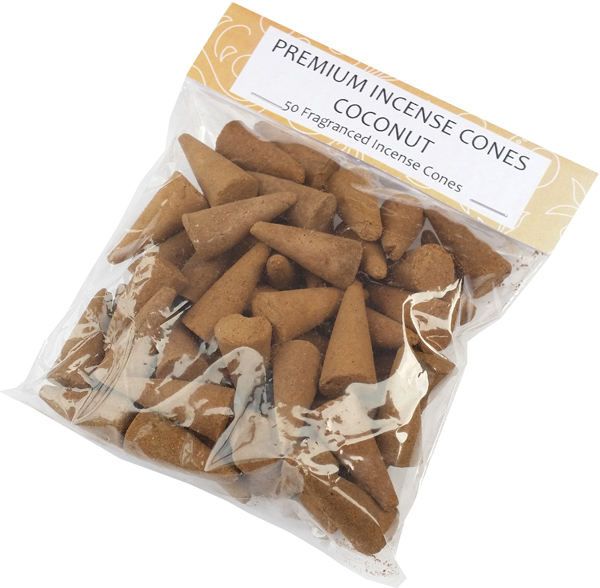 Coconut Indian Incense Cones (Pack of 50)