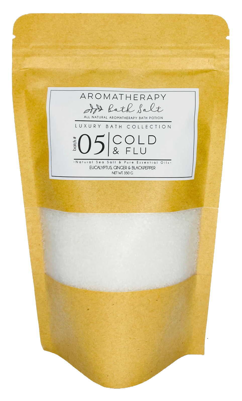 Colds & Flu - Aromatherapy Bath Salts in Kraft Bag - 350g