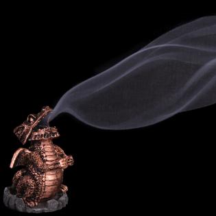 Copper smoking dragon incense cone holder