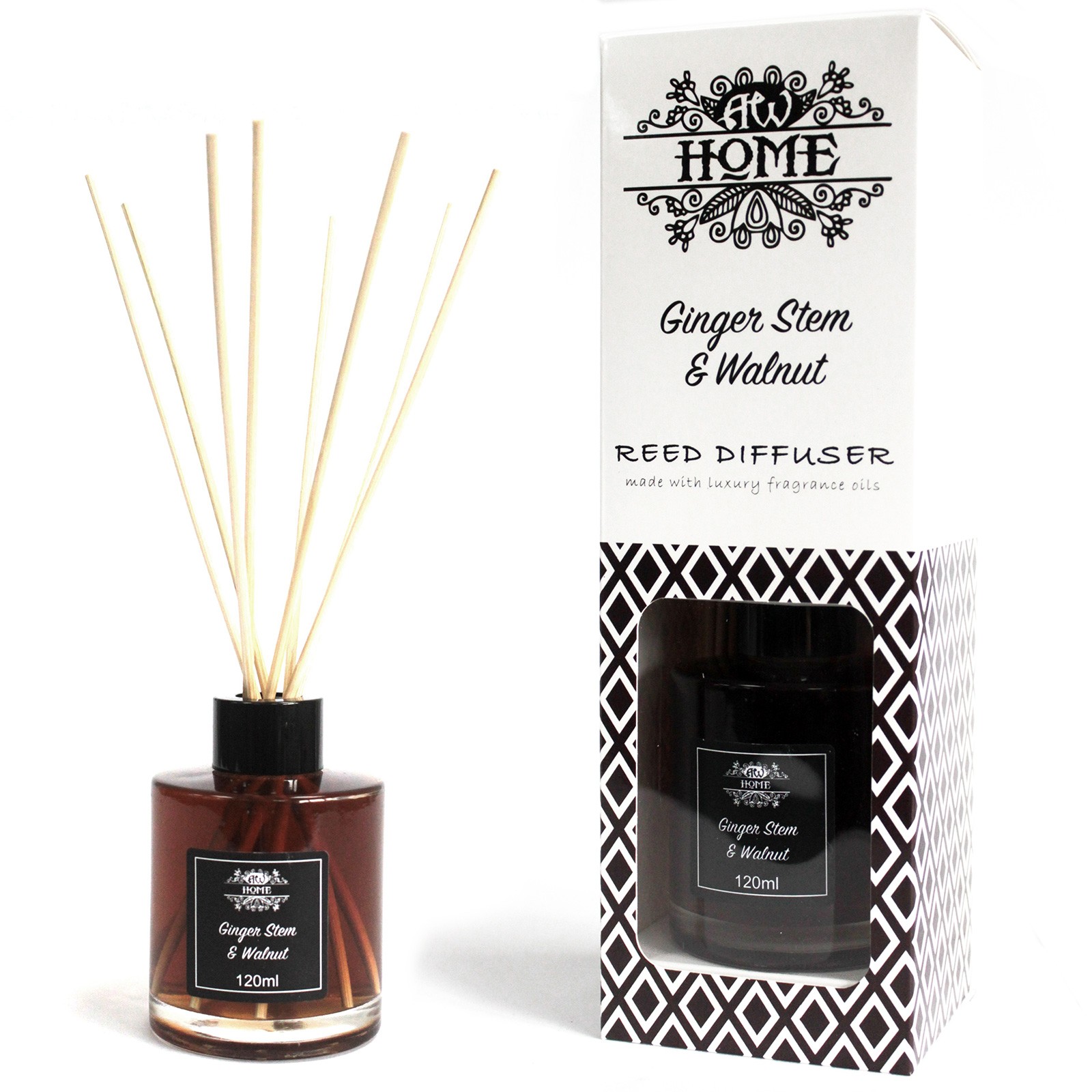 Ginger Stem & Walnut - Home Fragrance Reed Diffuser - 120ml With Reeds