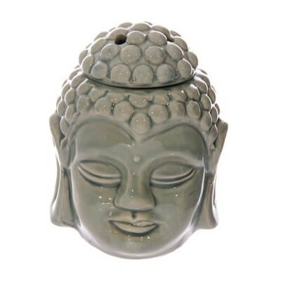 Green Crackle Glaze Thai Buddha Head Ceramic Oil Burner