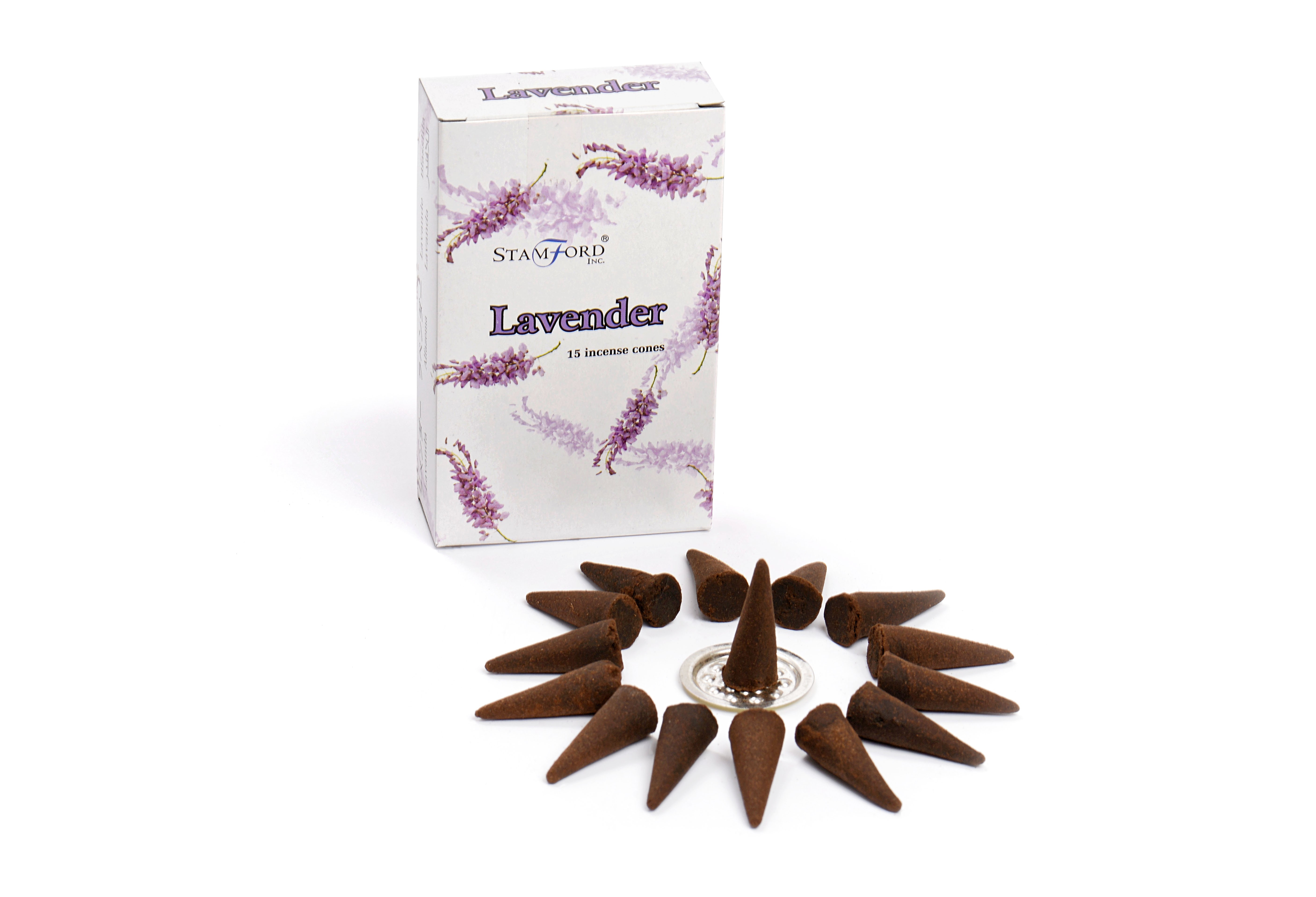 Lavender Stamford Incense Cones and Metal Holder