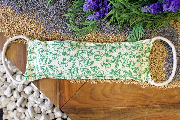 Natural Cotton Wheat Bag - Green Print