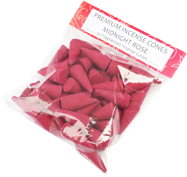 Midnight Rose Indian Incense Cones (Pack of 50)