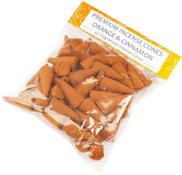 Orange & Cinnamon Indian Incense Cones (Pack of 50)