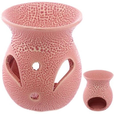 Pink Small Textured Ceramic Oil Burner - Aromatherapy Oil Warmer