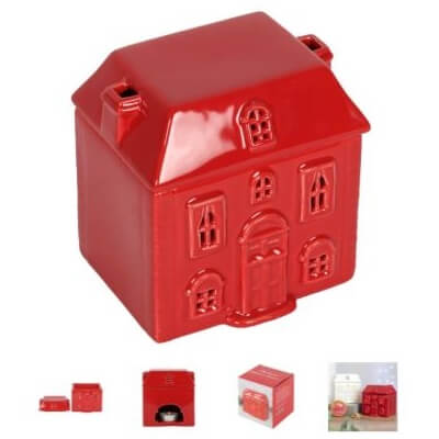 Red Ceramic House Oil Burner - Wax Melt Burner