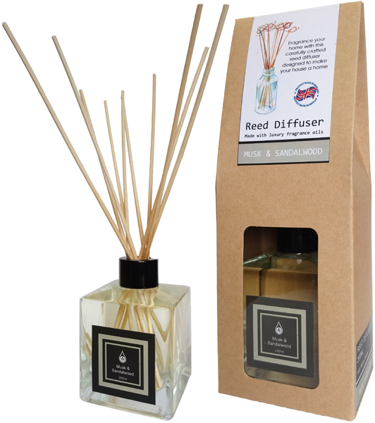 Musk & Sandalwood Home Fragrance Reed Diffuser - 200ml With Reeds