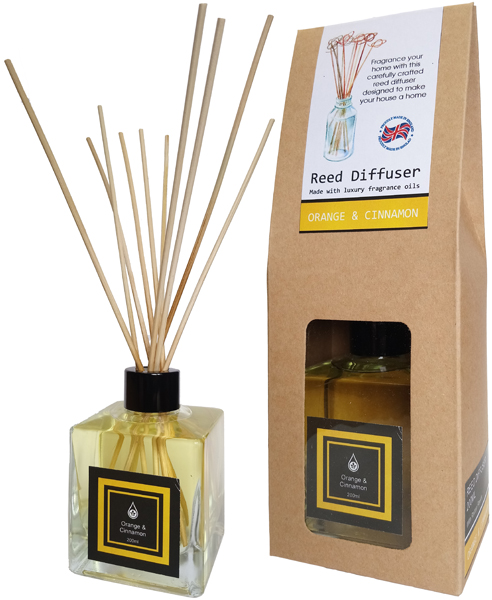 Orange & Cinnamon Home Fragrance Reed Diffuser - 200ml With Reeds