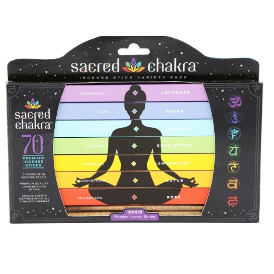 Sacred Chakra Incense Stick Gift Pack - With Wooden Holder