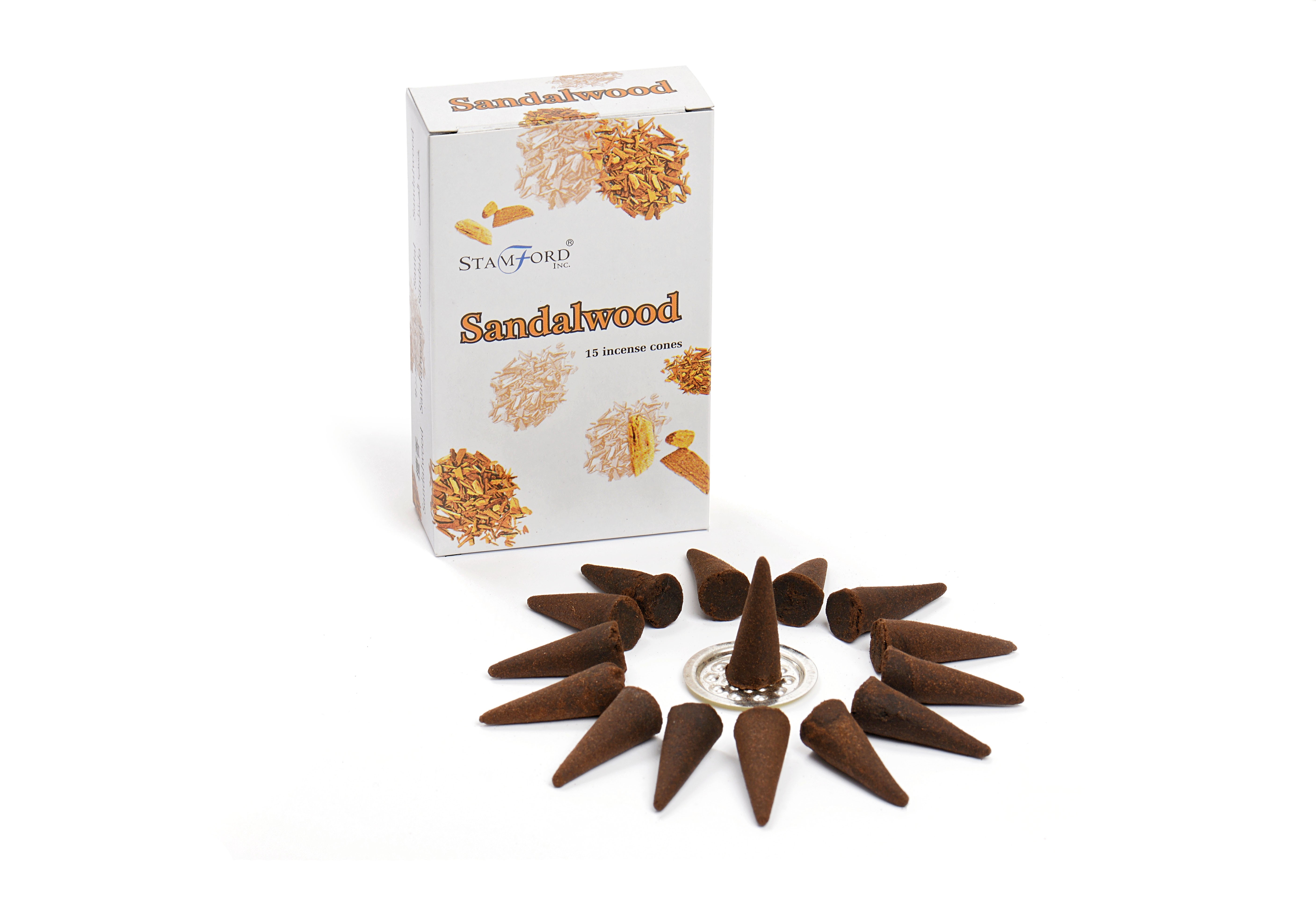 Sandalwood Stamford Incense Cones and Metal Holder