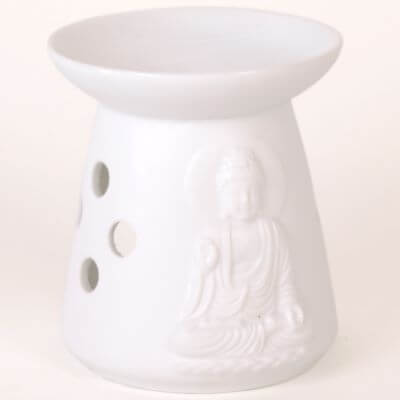 Sitting White Buddha Ceramic Aroma Oil Burner