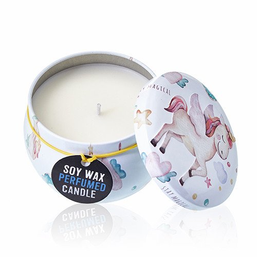 Soy Wax Art Tin Candle - Unicorns - Moonstone Fragrance (Tin Design 02)