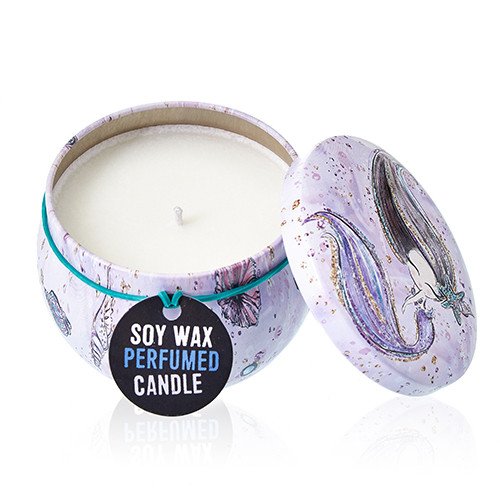 Soy Wax Art Tin Candle - Sea life - Raspberry Fragrance (Tin Design 01)