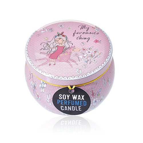 Soy Wax Scented Candle - Friendly Messages - Parma Violet Fragrance - Tin Design 01