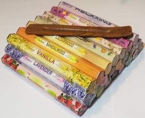 24 Packs of Tulasi Incense Sticks & One Incense Ash Catcher