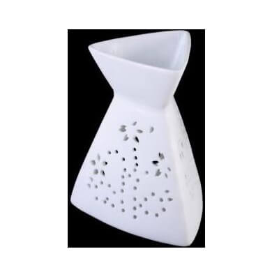 White Cut Out Flower Candle Aroma Oil Burner