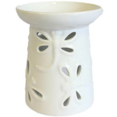 White Dragon Fly Candle and Oil Warmer